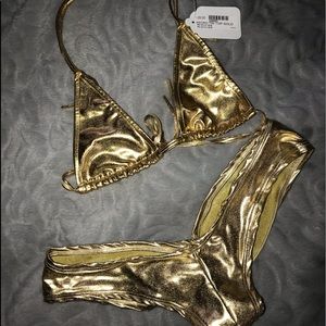 Gold 2 piece bikini